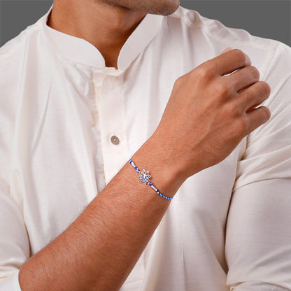 Silver Bloom Evil Eye Rakhi