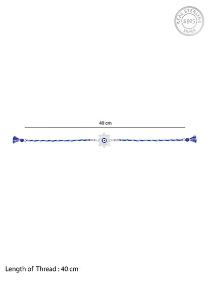 Silver Bloom Evil Eye Rakhi