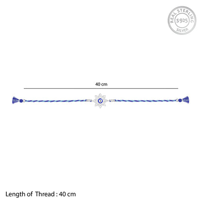 Silver Bloom Evil Eye Rakhi