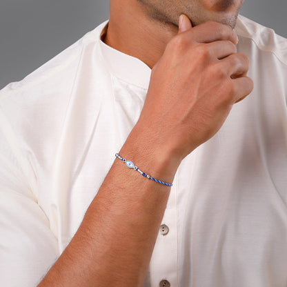 Silver Charming Evil Eye Rakhi