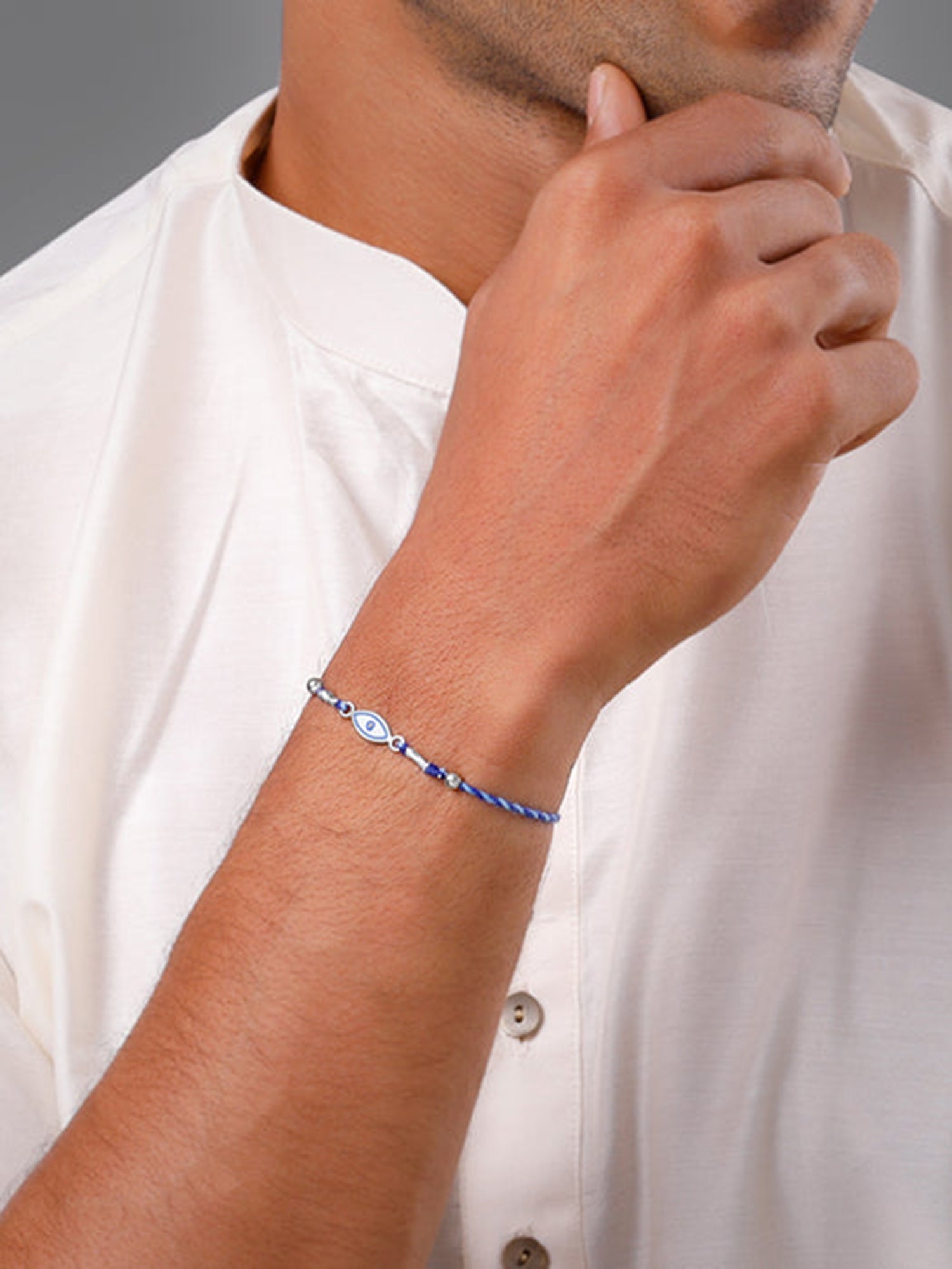 Silver Charming Evil Eye Rakhi
