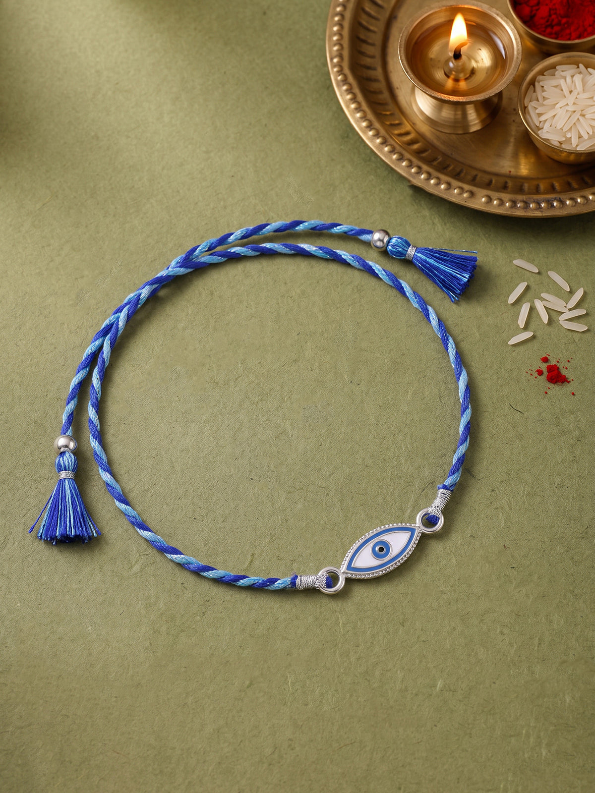 Silver Charming Evil Eye Rakhi