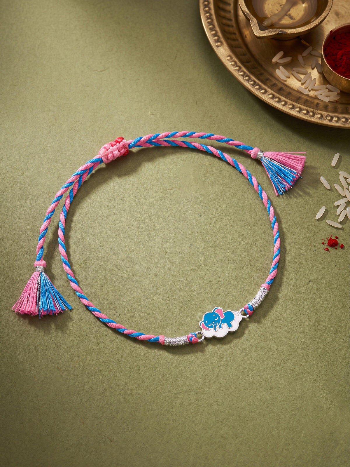 Silver Adorable Elephant Kids Rakhi