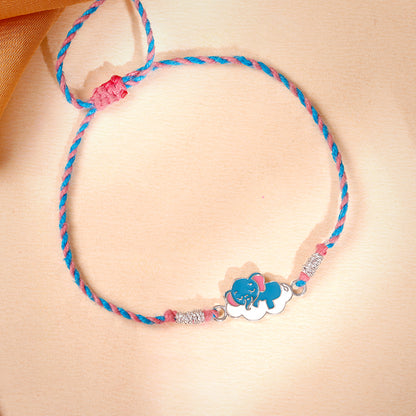 Silver Adorable Elephant Kids Rakhi