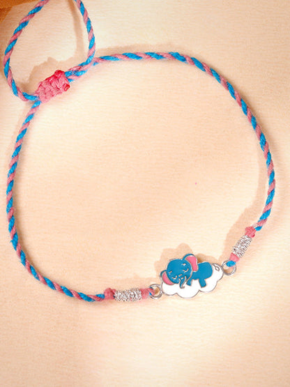 Silver Adorable Elephant Kids Rakhi