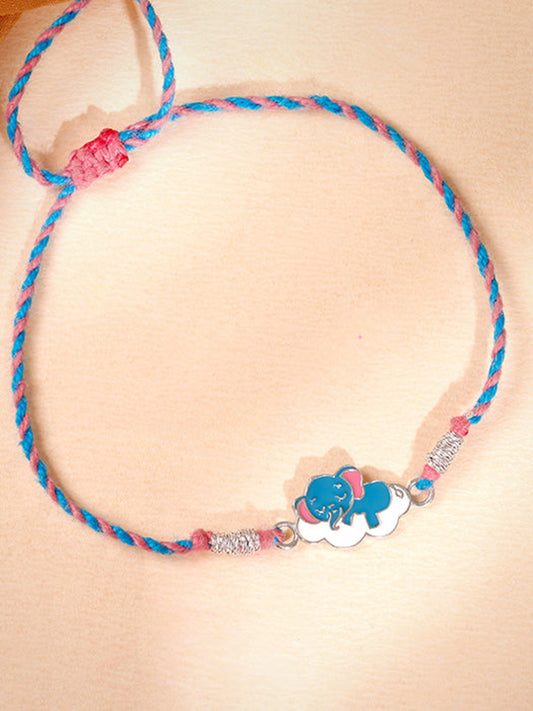 Silver Adorable Elephant Kids Rakhi