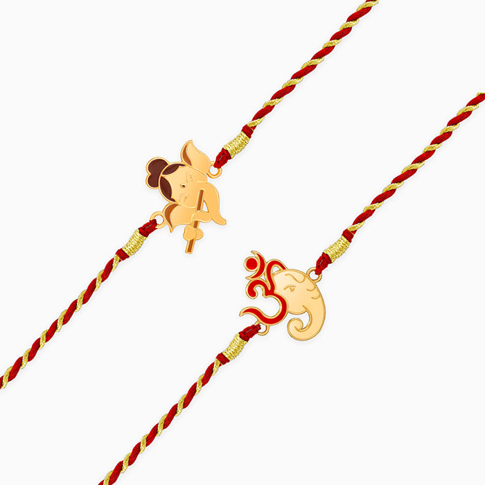 Golden Ganpati Shakti Rakhi Combo (Set of 2)