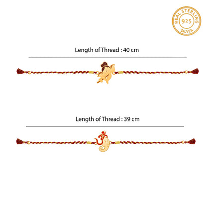 Golden Ganpati Shakti Rakhi Combo (Set of 2)