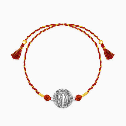 Oxidised Silver Trishul Rudrakshi Rakhi