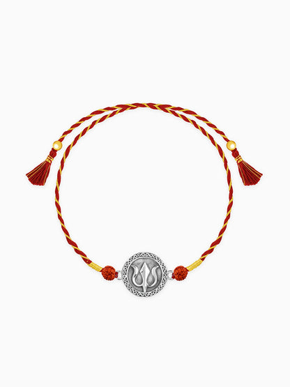 Oxidised Silver Trishul Rudrakshi Rakhi