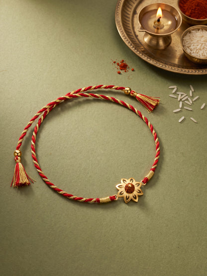 Golden Floret Rudraksham Rakhi