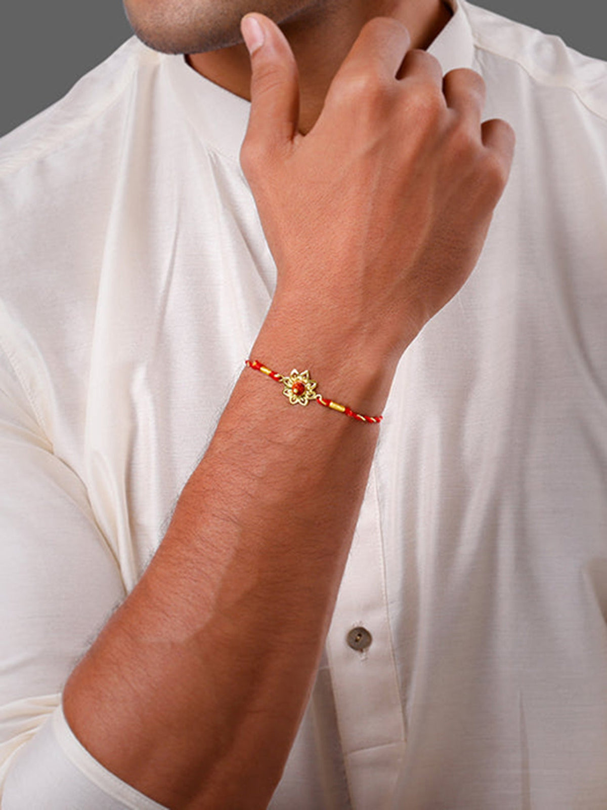 Golden Floret Rudraksham Rakhi