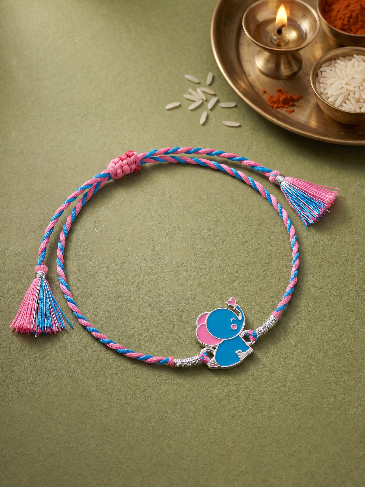 Silver Cute Haathi Kids Rakhi