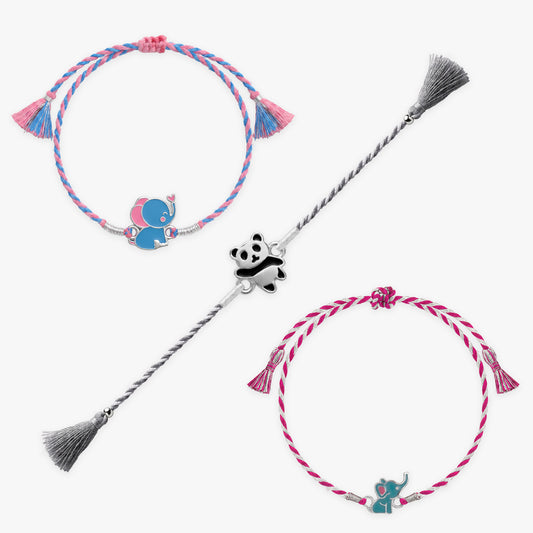 Silver Animal Kids Rakhi Combo (Set of 3)