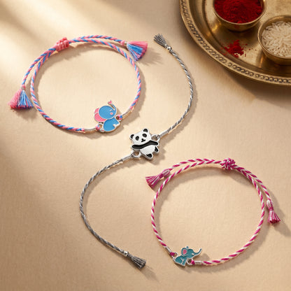 Silver Animal Kids Rakhi Combo (Set of 3)