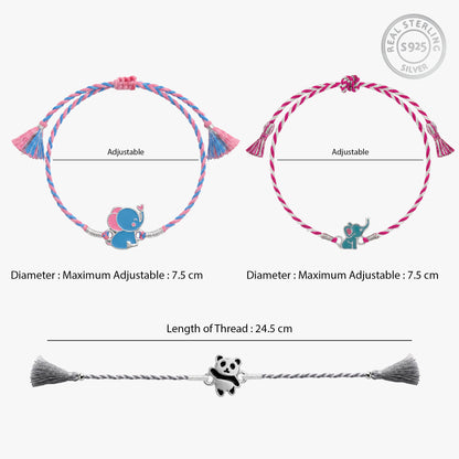 Silver Animal Kids Rakhi Combo (Set of 3)