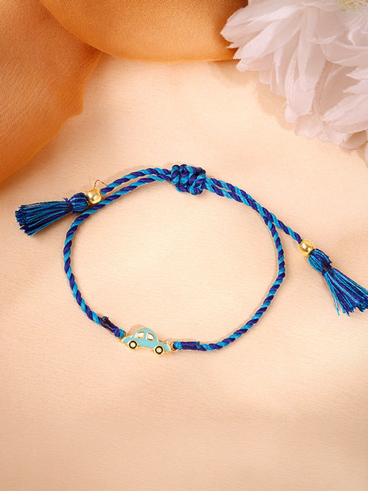 Golden Cute Car Kids Rakhi