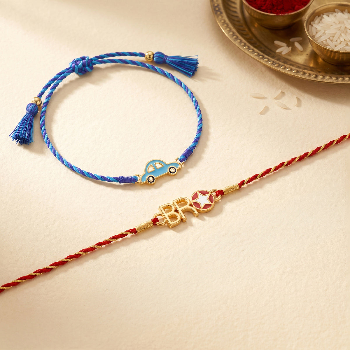 Golden Superstar Bro Rakhi Combo (Set of 2)