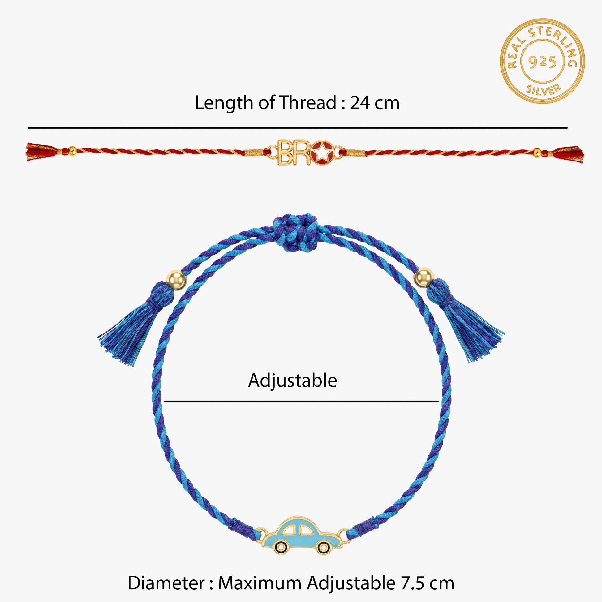 Golden Superstar Bro Rakhi Combo (Set of 2)