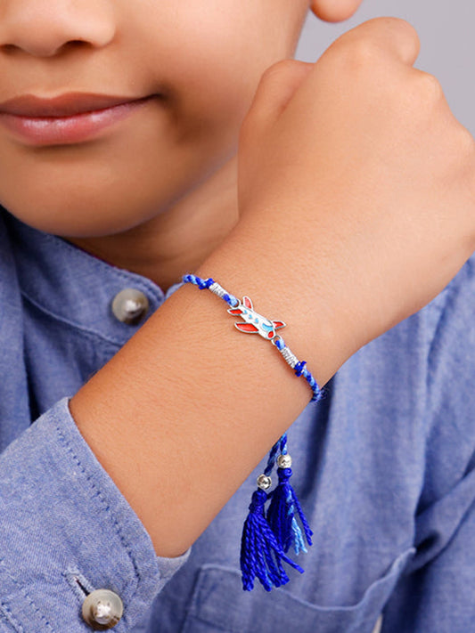 Silver Plane Kids Rakhi
