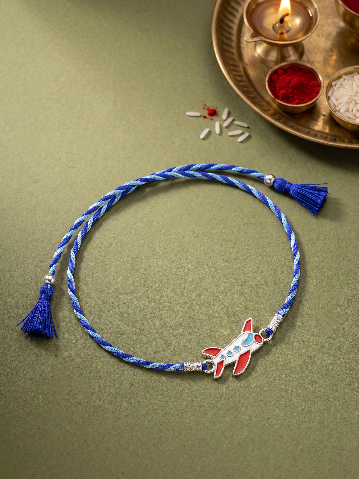 Silver Plane Kids Rakhi