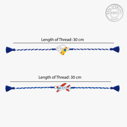Silver Aeroplanes Kids Rakhi Combo (Set of 2)