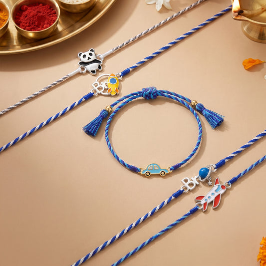 Silver Adventure Squad Kids Rakhi Combo (Set of 5)