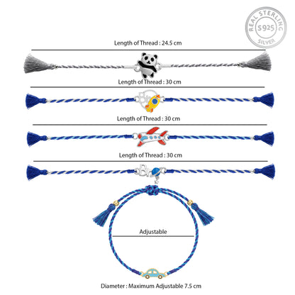 Silver Adventure Squad Kids Rakhi Combo (Set of 5)