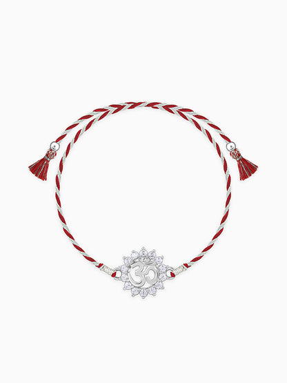 Silver Floret Om Rakhi