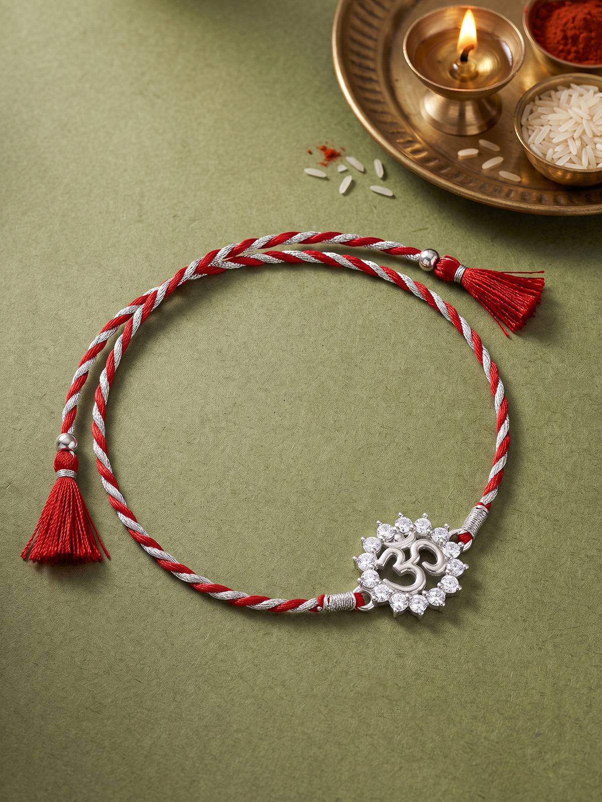 Silver Floret Om Rakhi