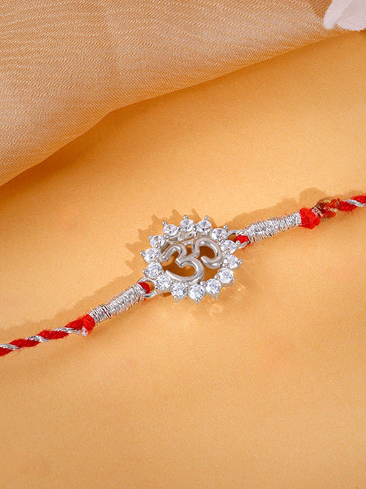 Silver Floret Om Rakhi