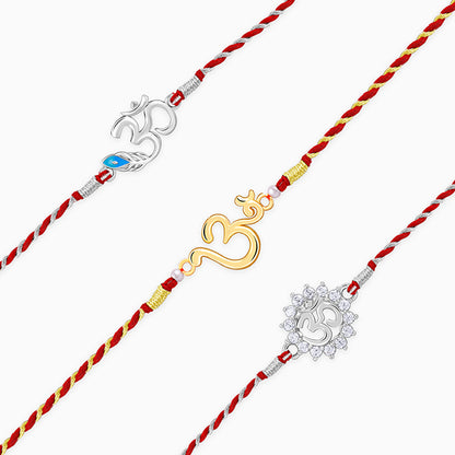 Silver Om Rakhi Combo (Set of 3)