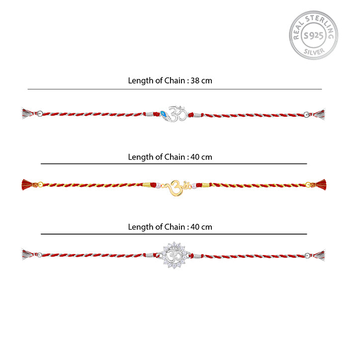 Silver Om Rakhi Combo (Set of 3)