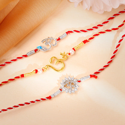 Silver Om Rakhi Combo (Set of 3)