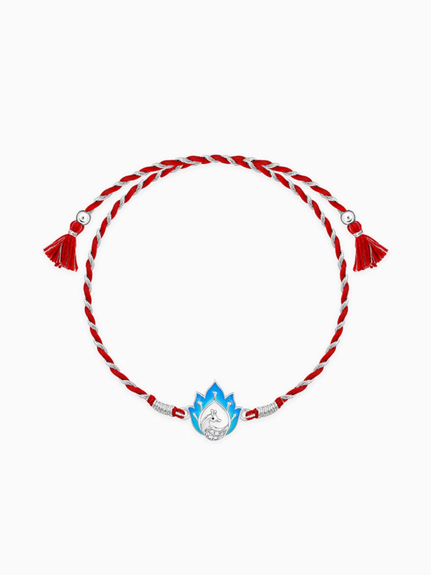 Silver Flaming Peacock Rakhi