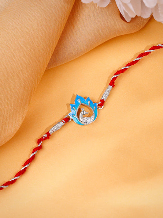 Silver Flaming Peacock Rakhi