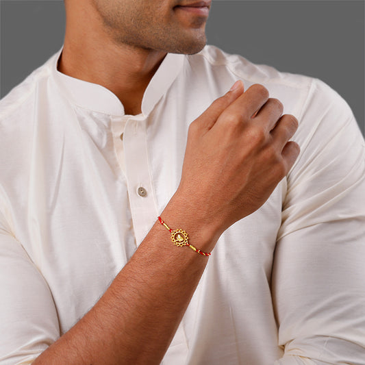 Golden Pure Lotus Rakhi