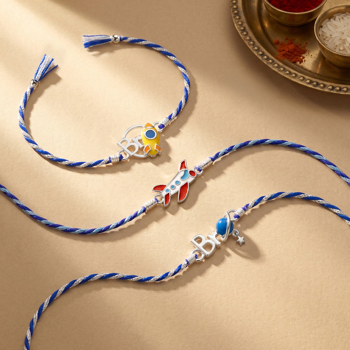 Silver Space Kids Rakhi Combo (Set of 3)
