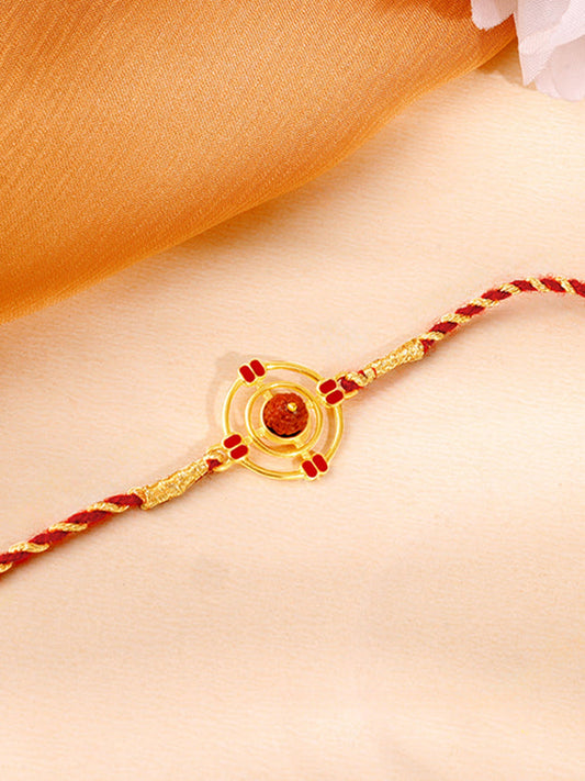 Golden Divya Rudraksha Rakhi