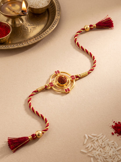 Golden Divya Rudraksha Rakhi