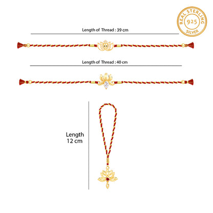 Golden Kamal Bhaiya Bhabhi Rakhi Combo (set of 3)