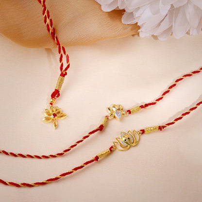 Golden Kamal Bhaiya Bhabhi Rakhi Combo (set of 3)