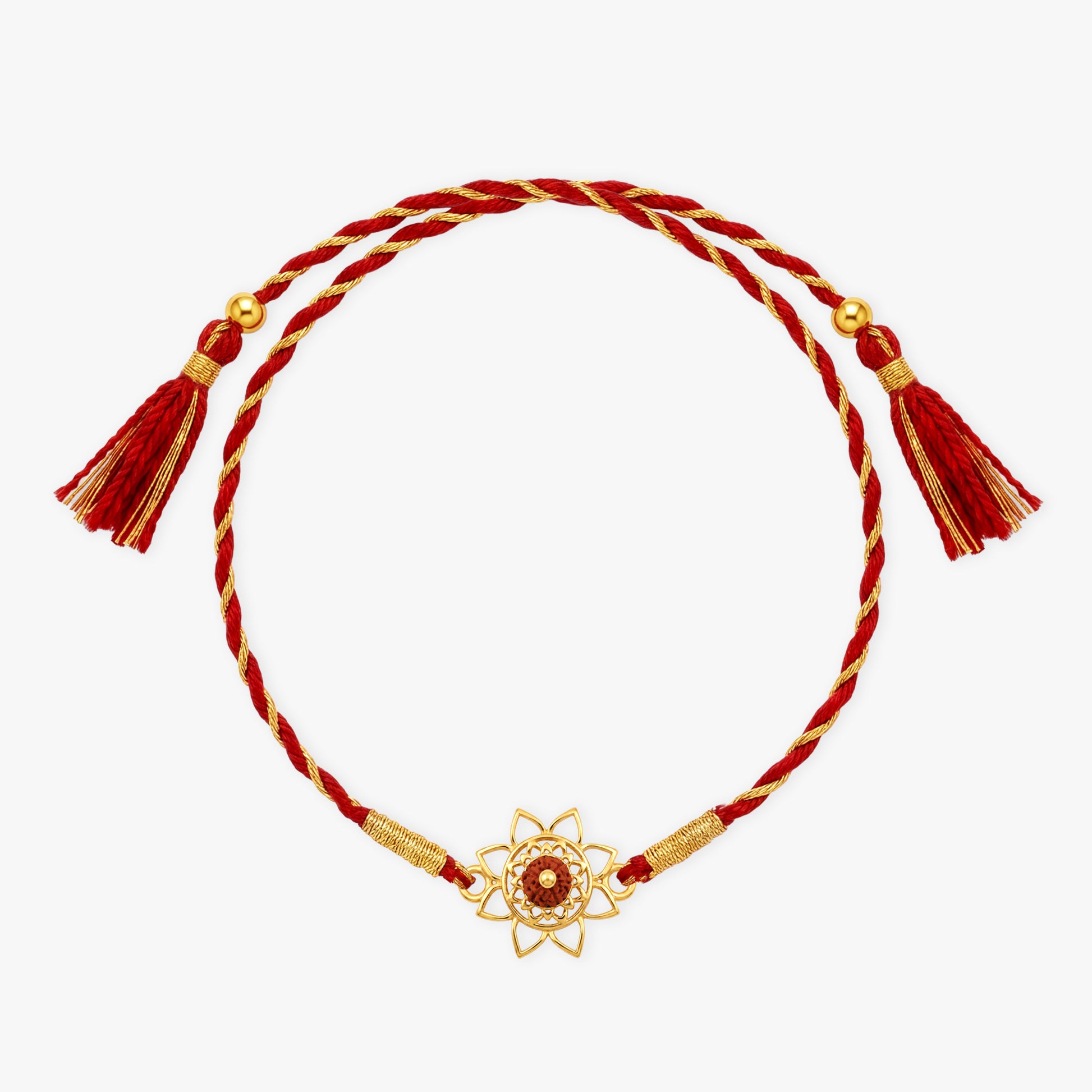 Golden Flower Rudraksham Rakhi
