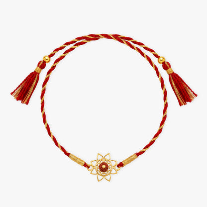 Golden Flower Rudraksham Rakhi