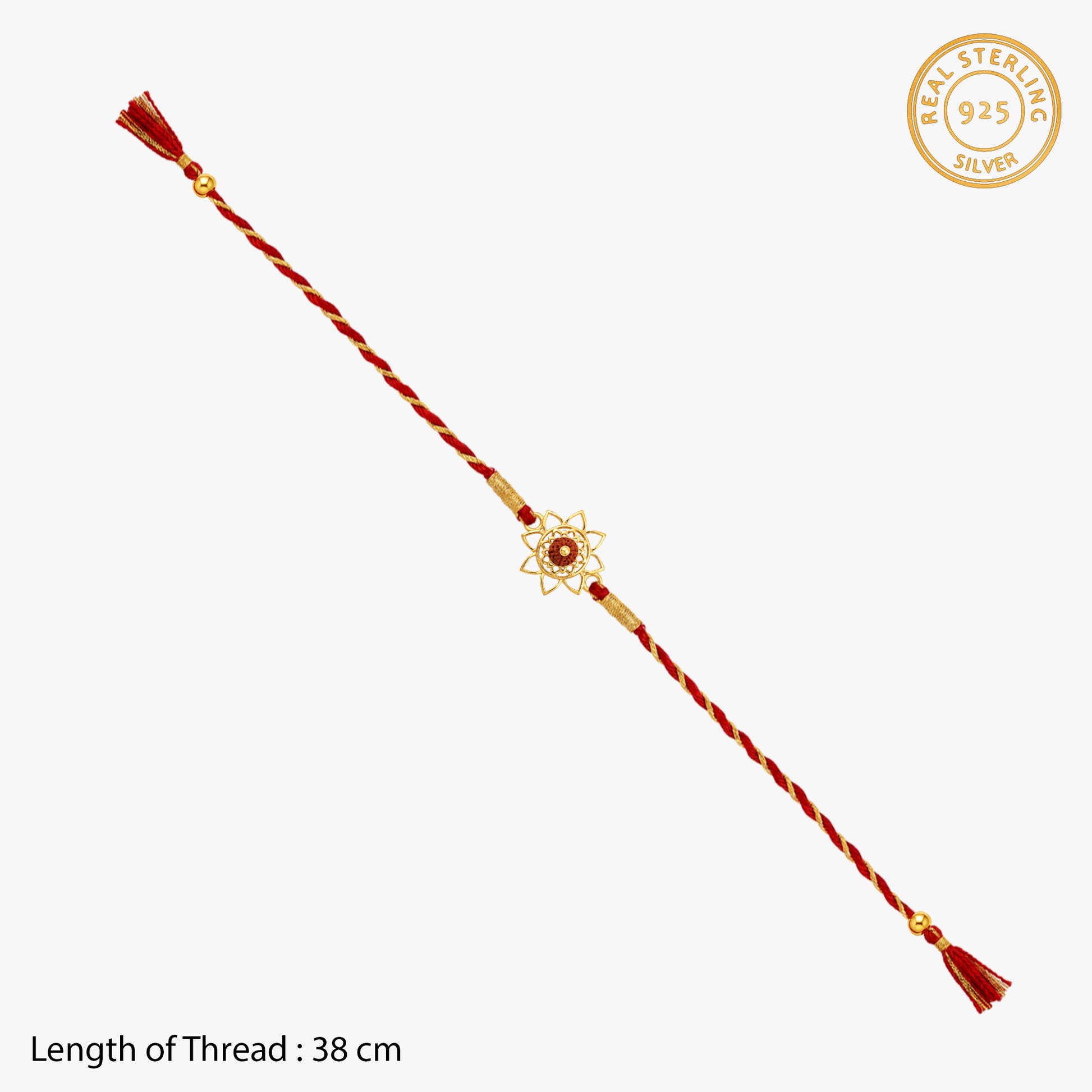 Silver Rudraksha Floral Rakhi Combo (Set of 2)