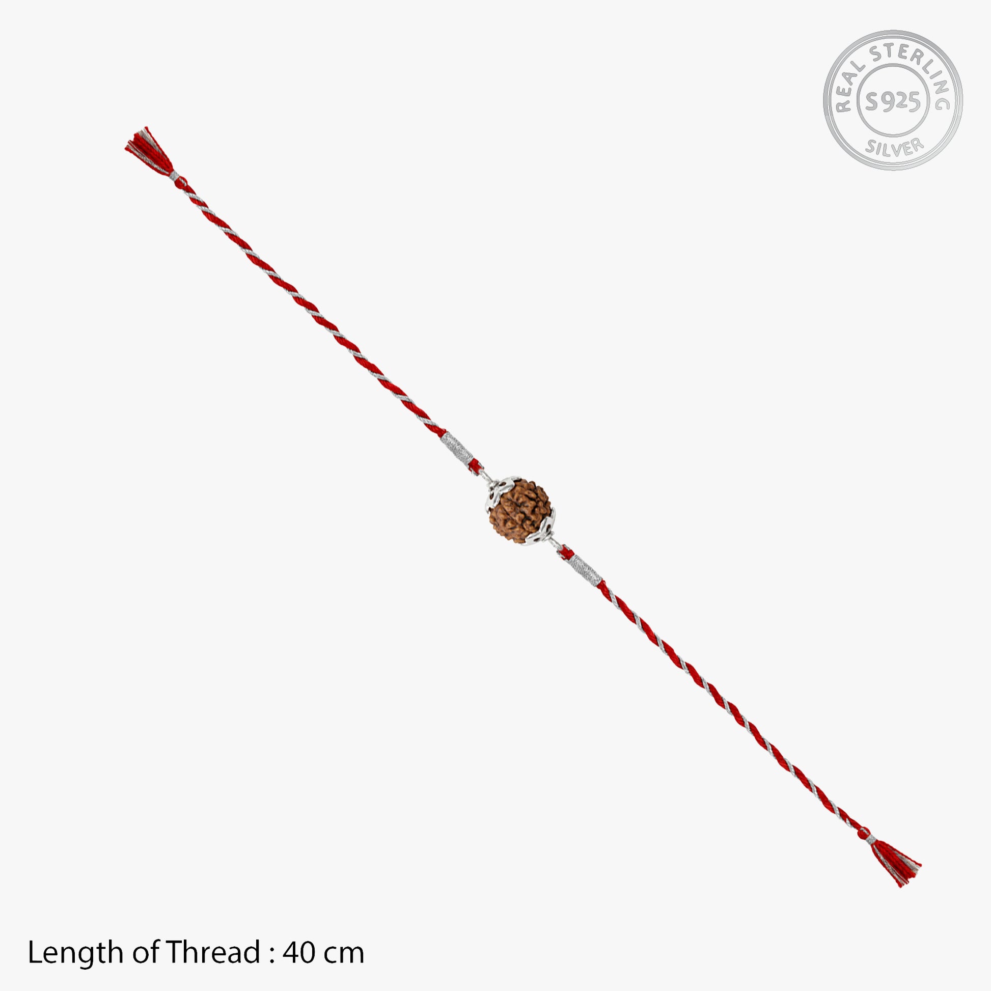 Silver Rudraksha Floral Rakhi Combo (Set of 2)