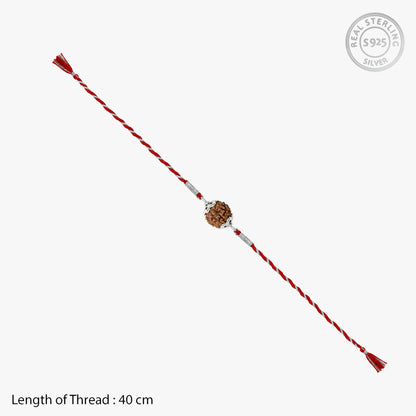 Silver Rudraksha Floral Rakhi Combo (Set of 2)
