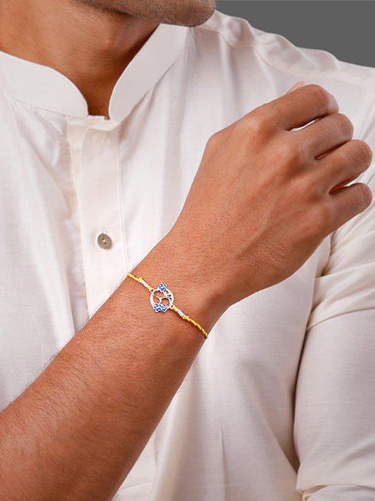 Silver Floral Omkara Rakhi