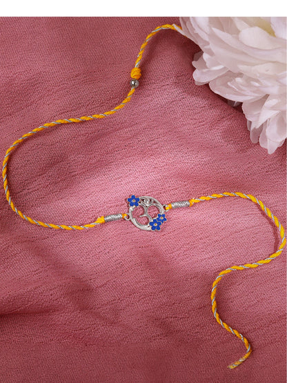 Silver Floral Omkara Rakhi