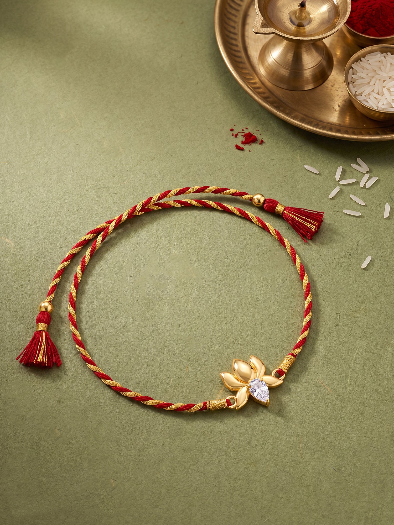 Golden Bloom Lotus Rakhi